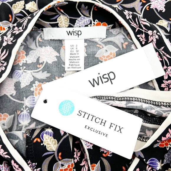 NWT Wisp Women's Multicolor Floral 1/4 Zip Midi Shift Dress Size 2 - Picture 4 of 5